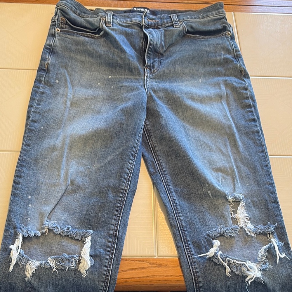 Express Blue Boyfriend Jeans Distressed Casual